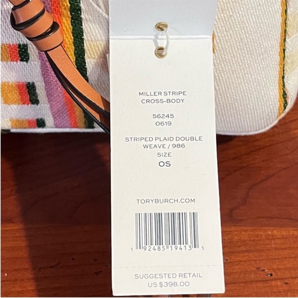 🆕- Tory Burch Miller Striped Plaid Double Weave Crossbody Bag. - Picture 13 of 13